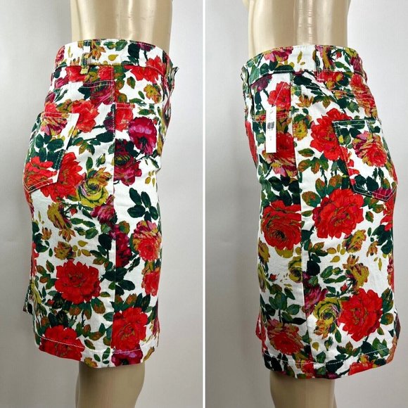 Anthropologie Maeve Floral Denim Skirt Size 4 Multicolor Garden Pencil Cotton - Picture 8 of 13